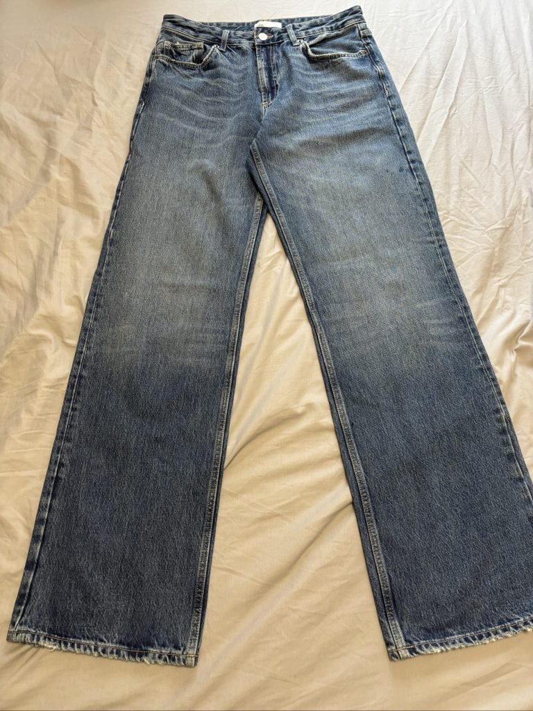 Zara Blue Denim Uk 12 Wide Leg Jeans 32