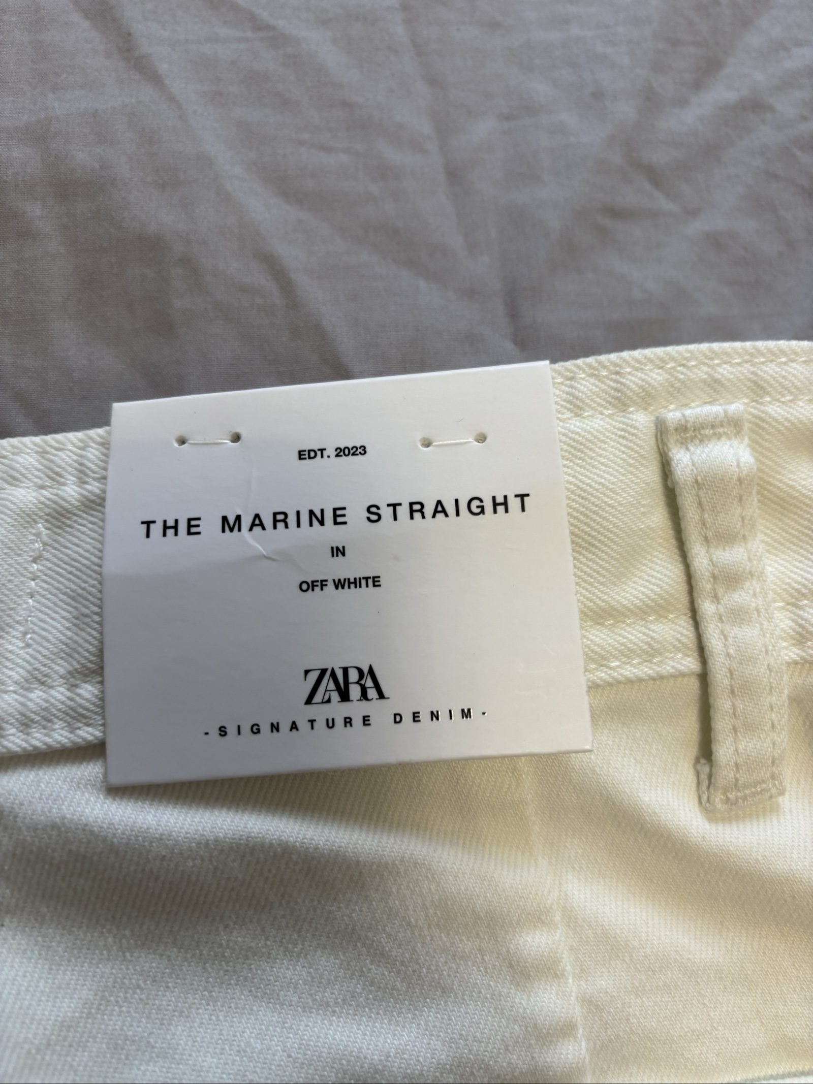 Zara Cream Wide Leg Straight Jeans Size 10 image 6