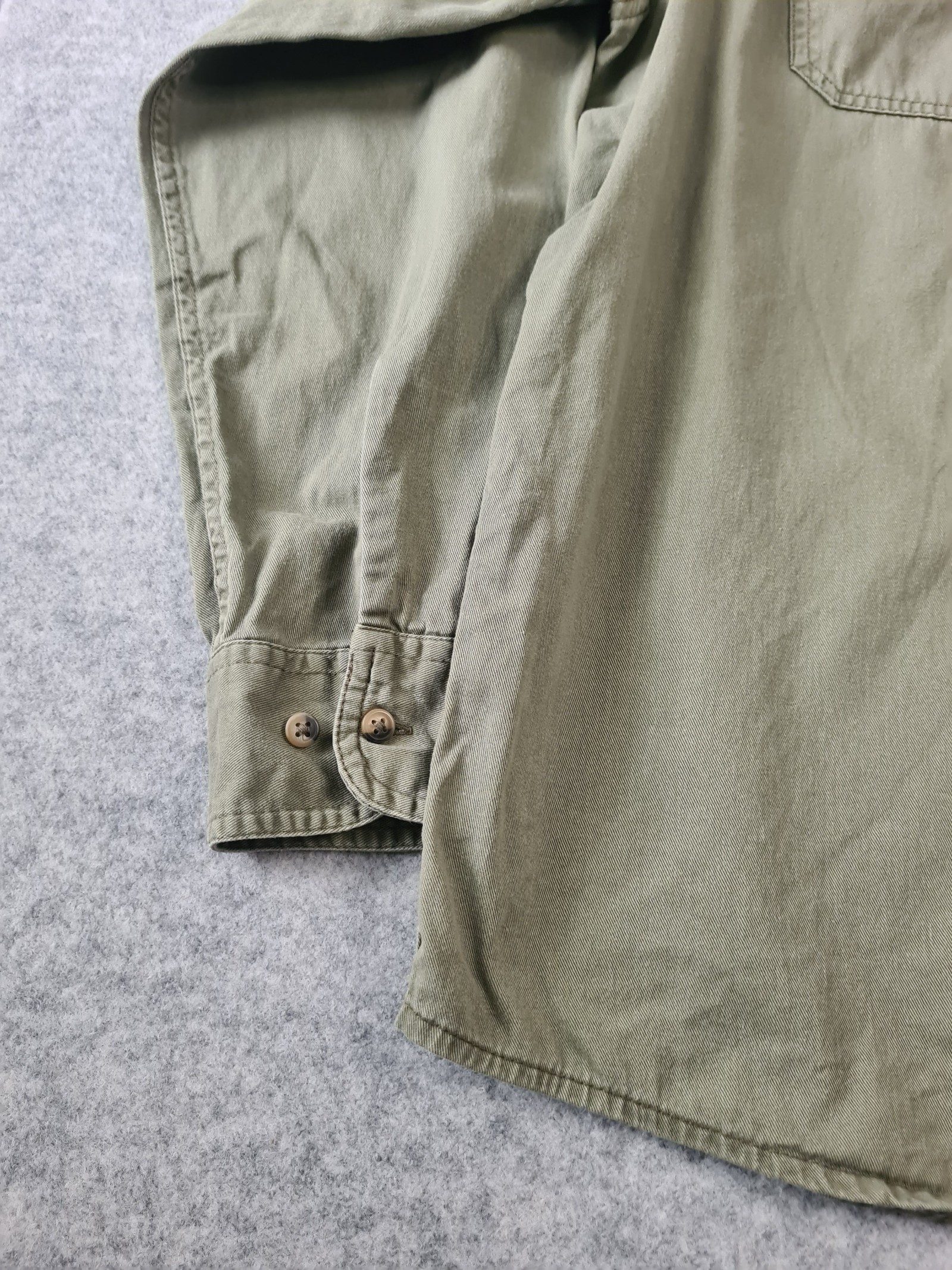 Wrangler Green Cotton Shirt Long Sleeve Western Large 1115 image 3