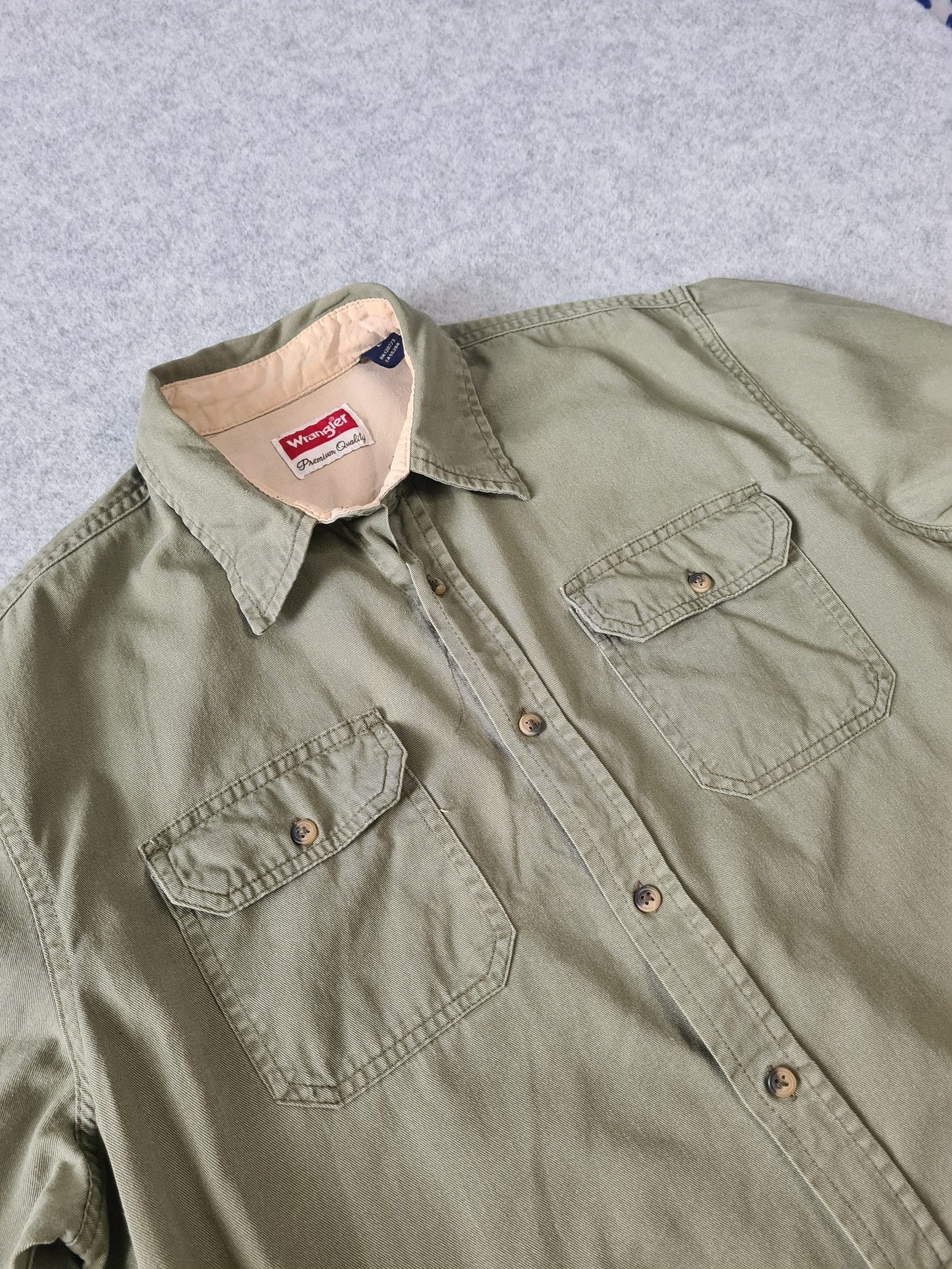 Wrangler Green Cotton Shirt Long Sleeve Western Large 1115 image 4