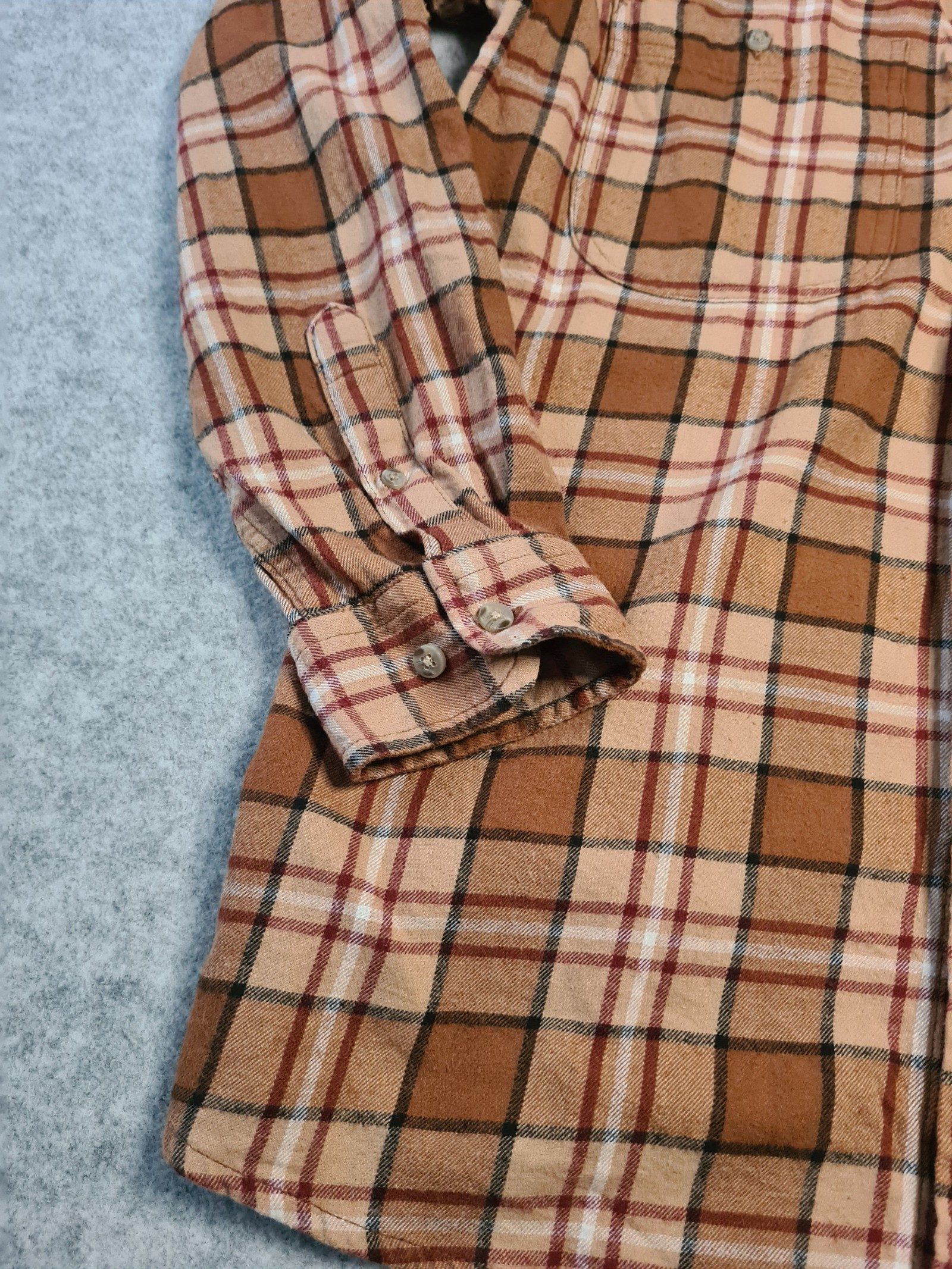 Wrangler Men's Brown Beige Check Button Down Shirt Large 1113 image 2