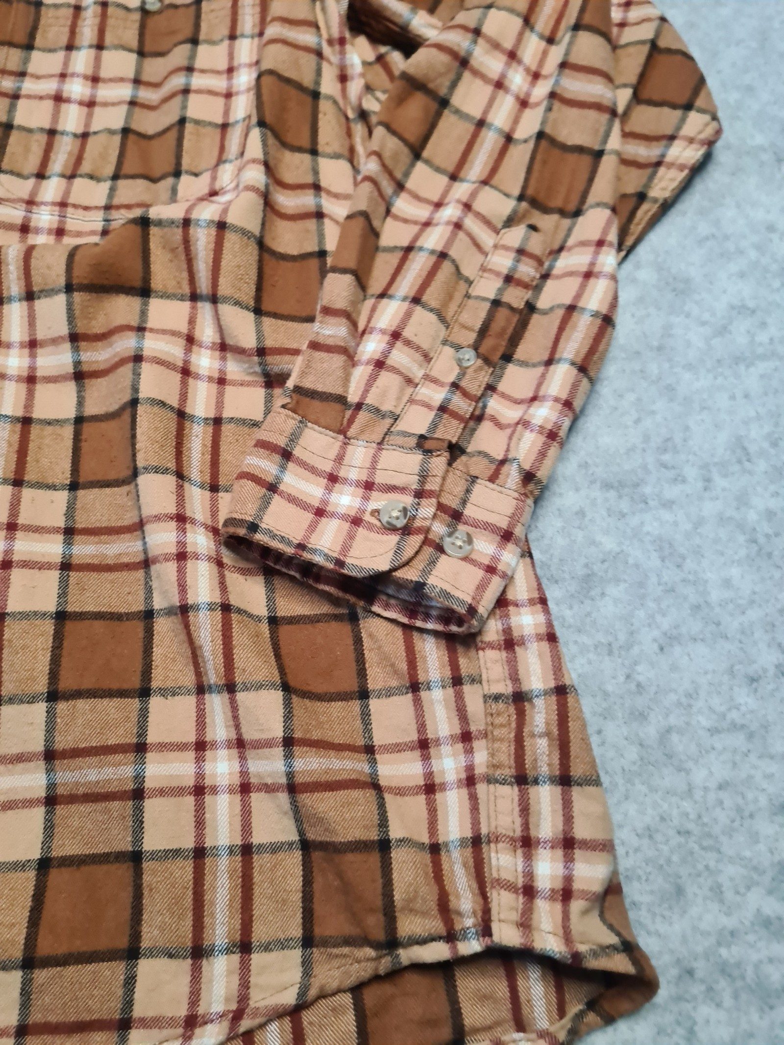 Wrangler Men's Brown Beige Check Button Down Shirt Large 1113 image 3