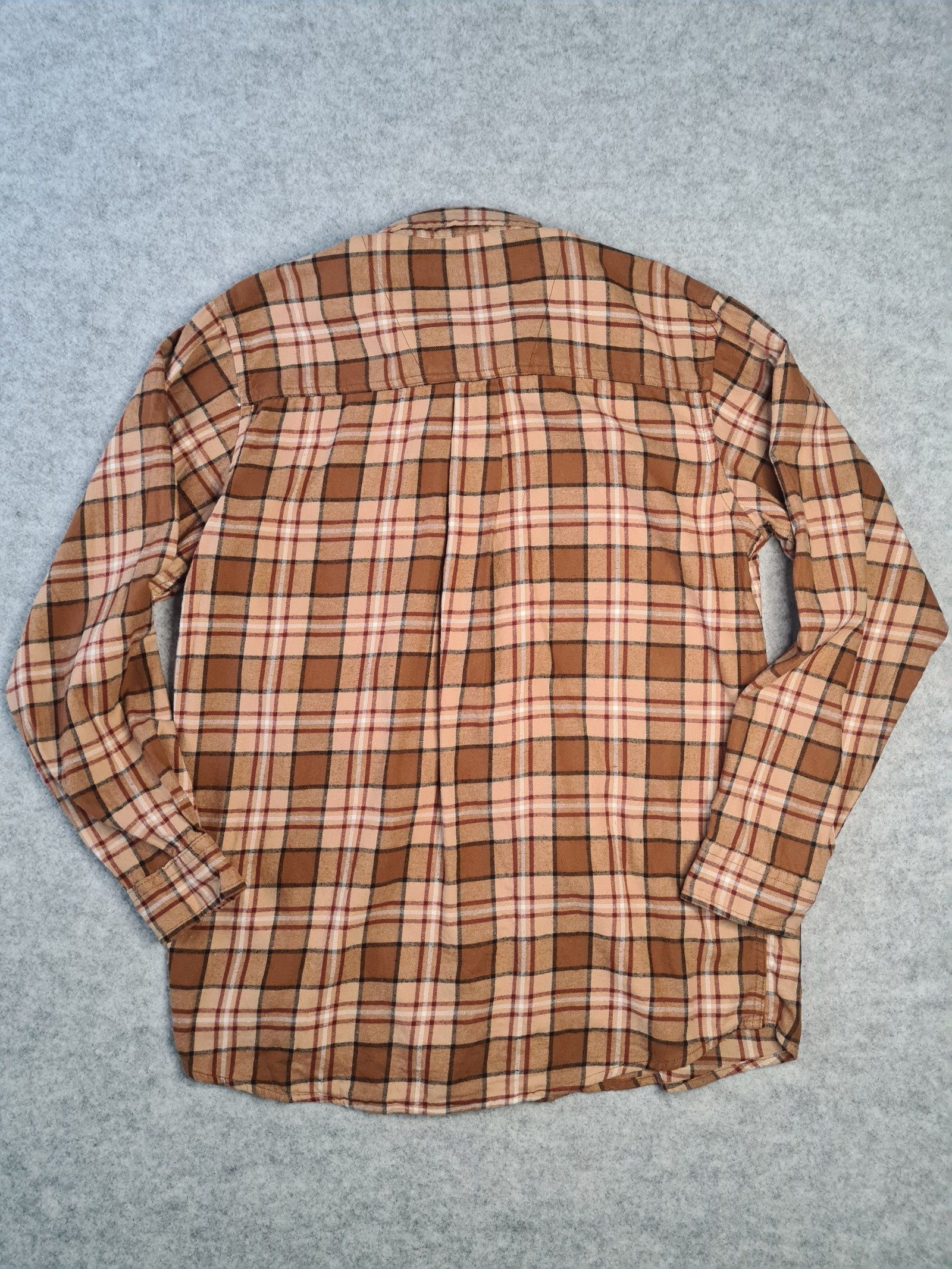 Wrangler Men's Brown Beige Check Button Down Shirt Large 1113 image 6