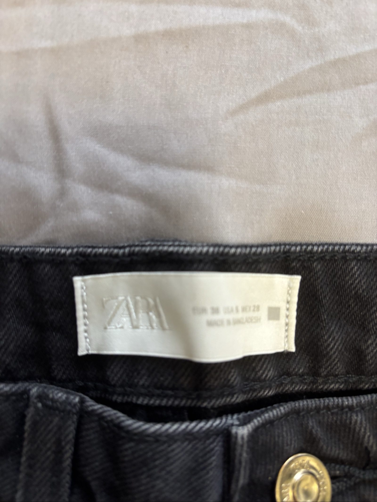 Zara Black Denim Wide Leg Jeans size 12 image 3