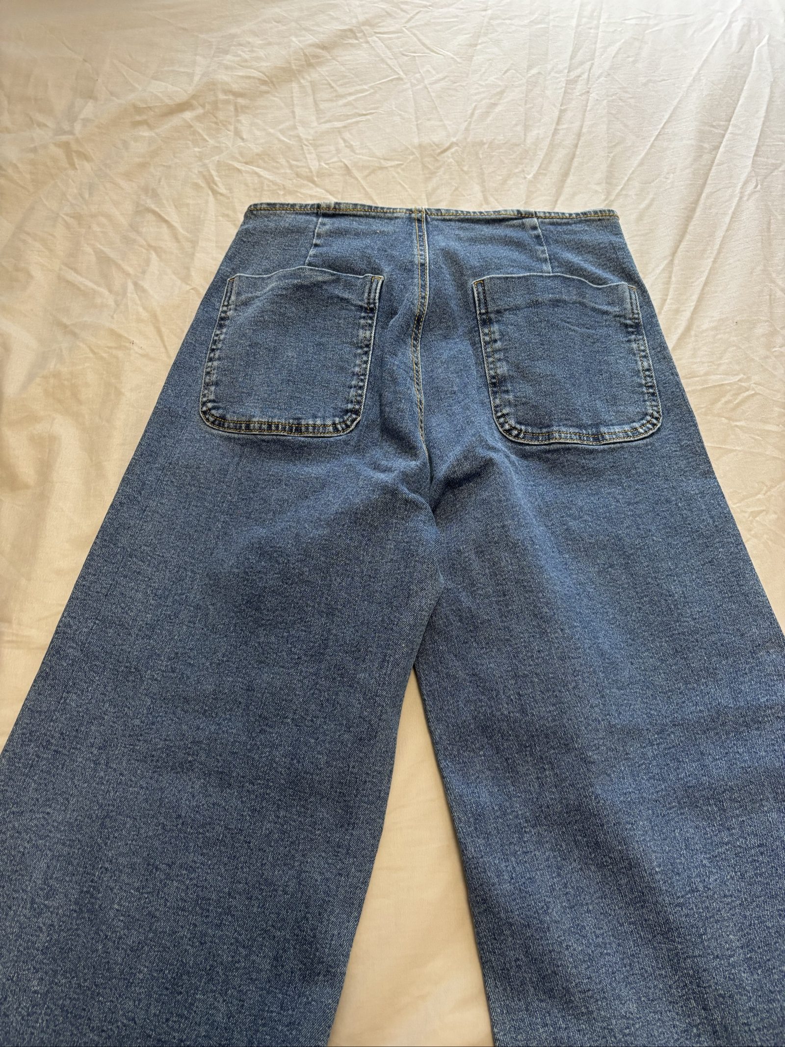 Stradivarius Blue Denim Jeans Women's Size 12 Wide Leg image 4