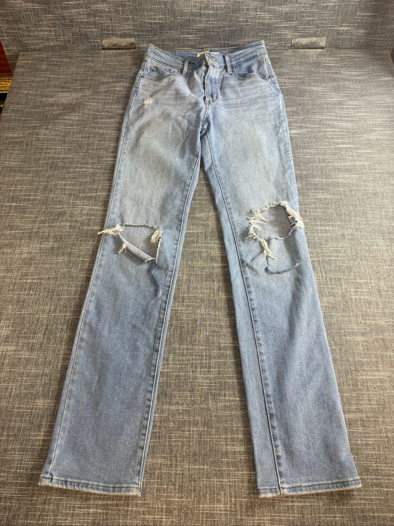 Levi's 724 High Rise Straight Women's Jeans 29 Light Blue Distressed Denim image 2