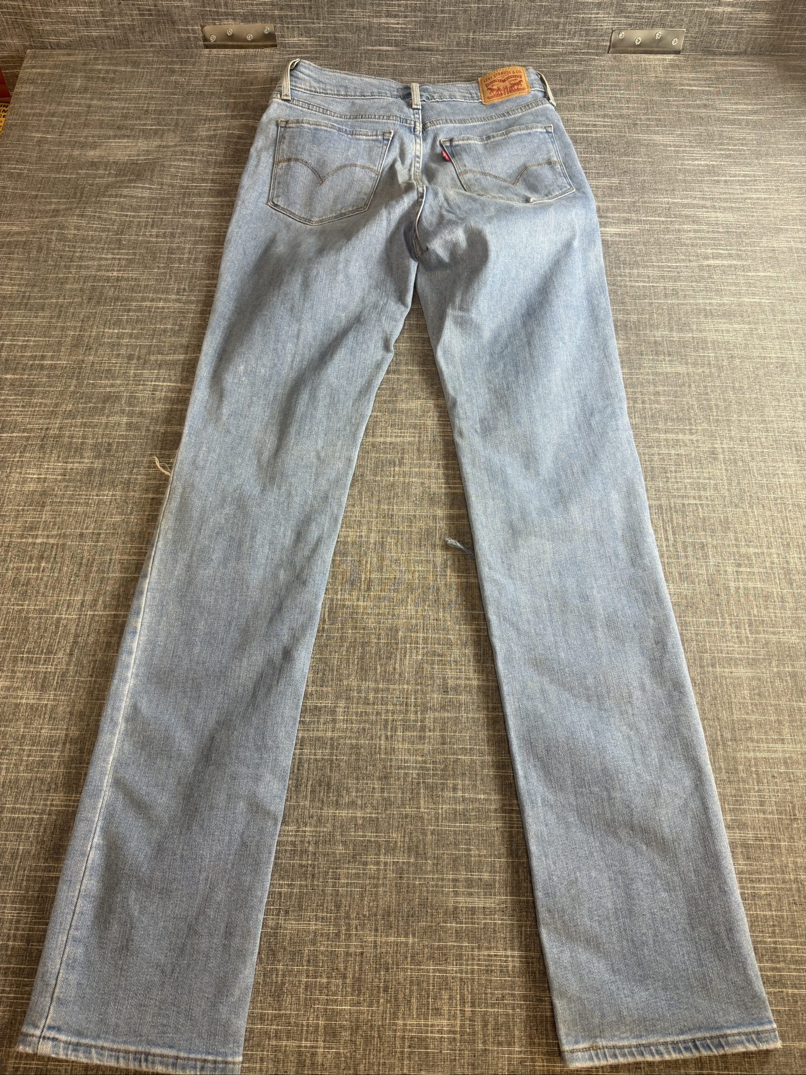 Levi's 724 High Rise Straight Women's Jeans 29 Light Blue Distressed Denim image 6