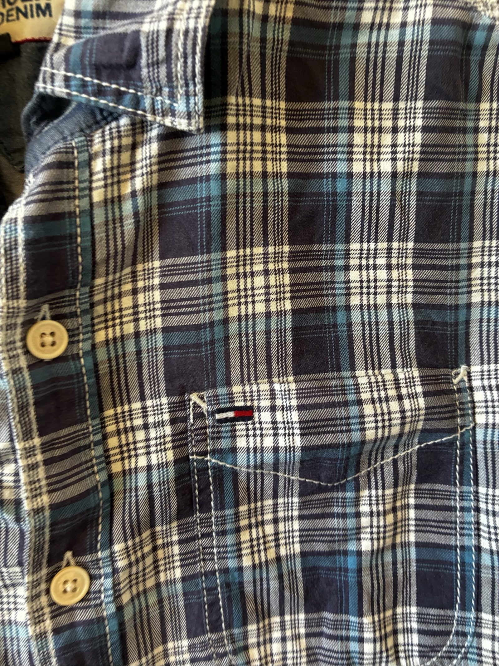 Hilfiger Denim Men's Blue & White Checked Shirt Small Casual image 2