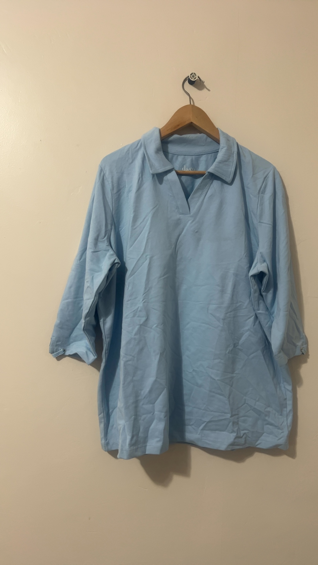 d&co Light Blue Cotton Blend Polo Shirt Large