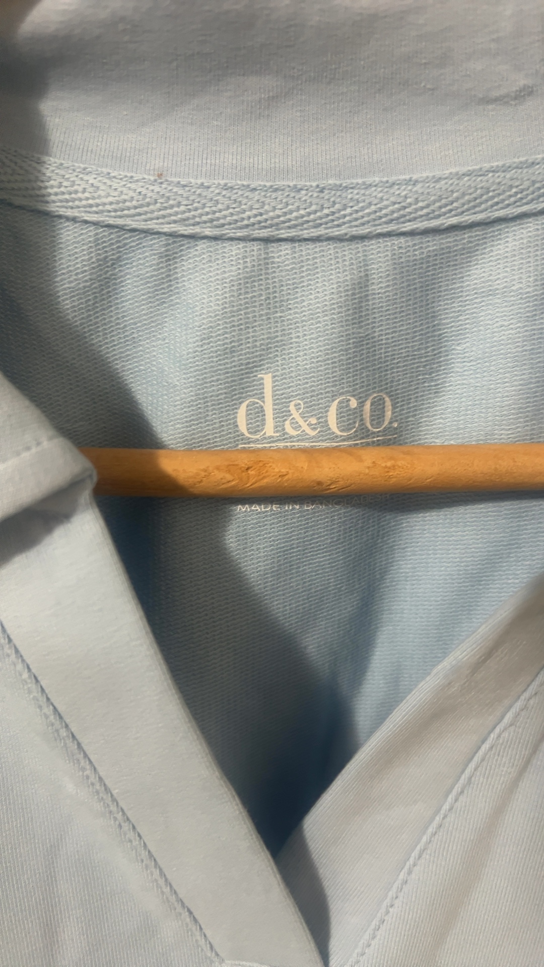 d&co Light Blue Cotton Blend Polo Shirt Large image 3