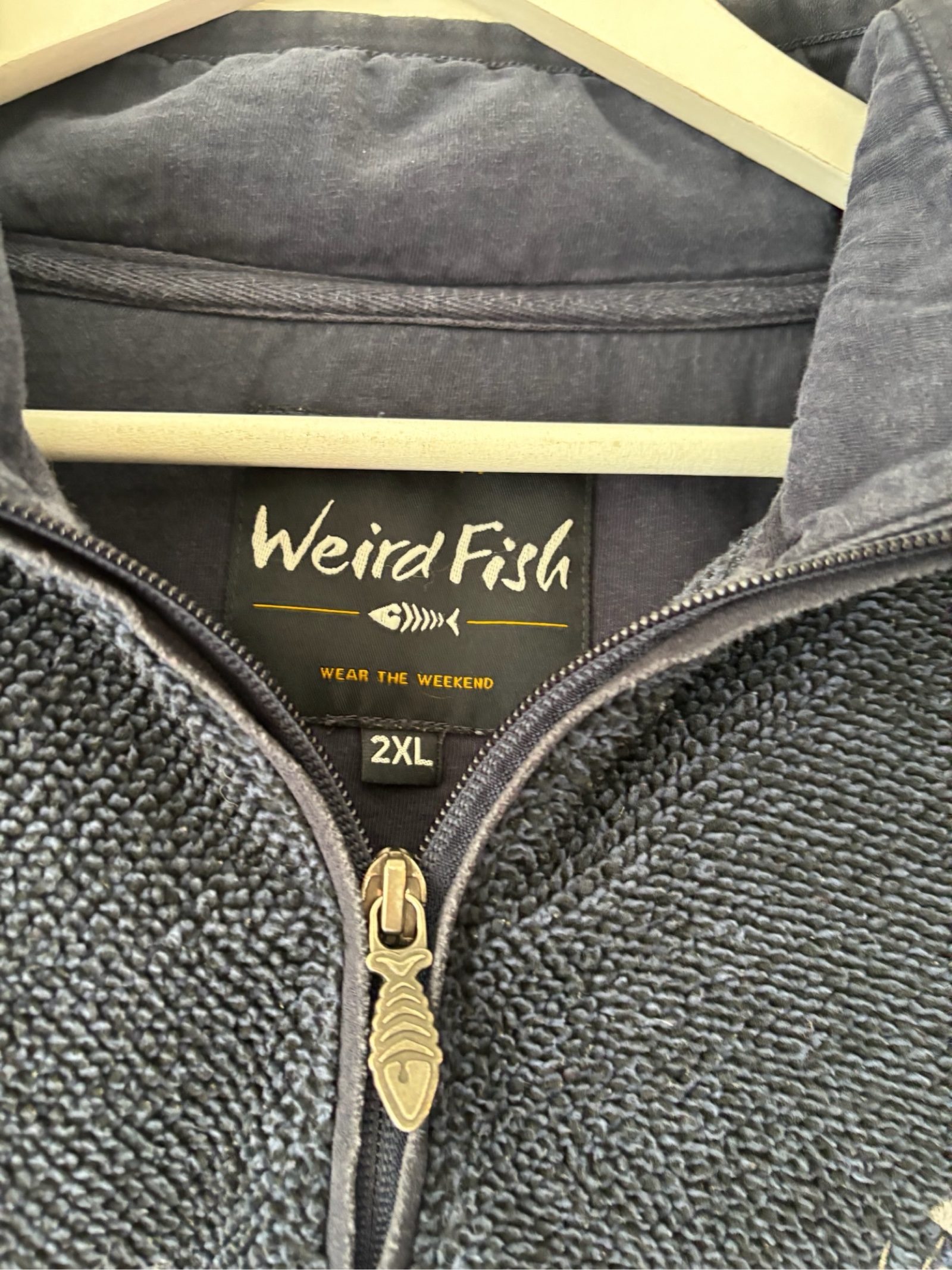 Weird Fish Grey 2XL Textured Half Zip Fleece Jumper image 2