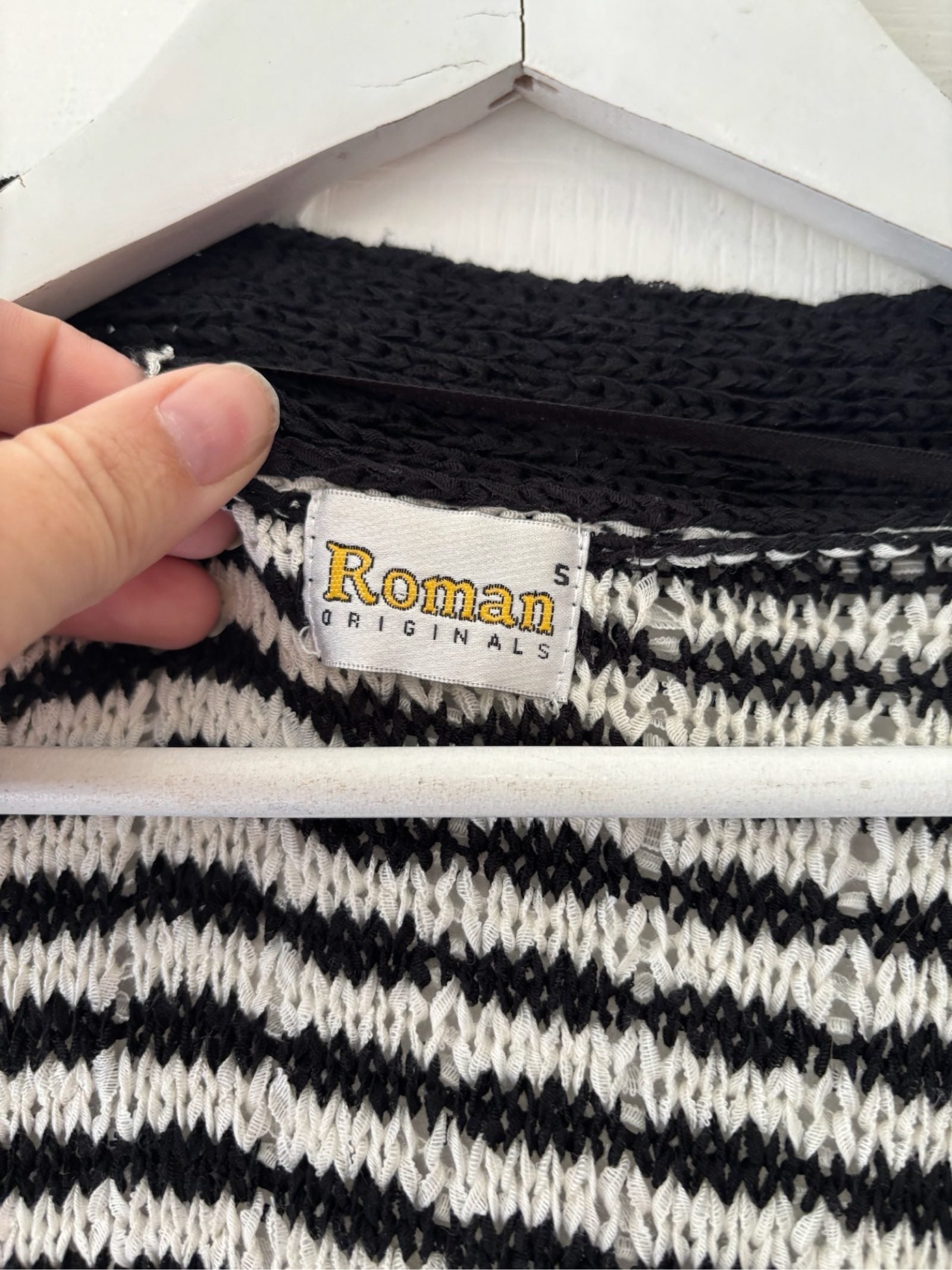 Roman Black & White Striped Knitted Cardigan Small image 3