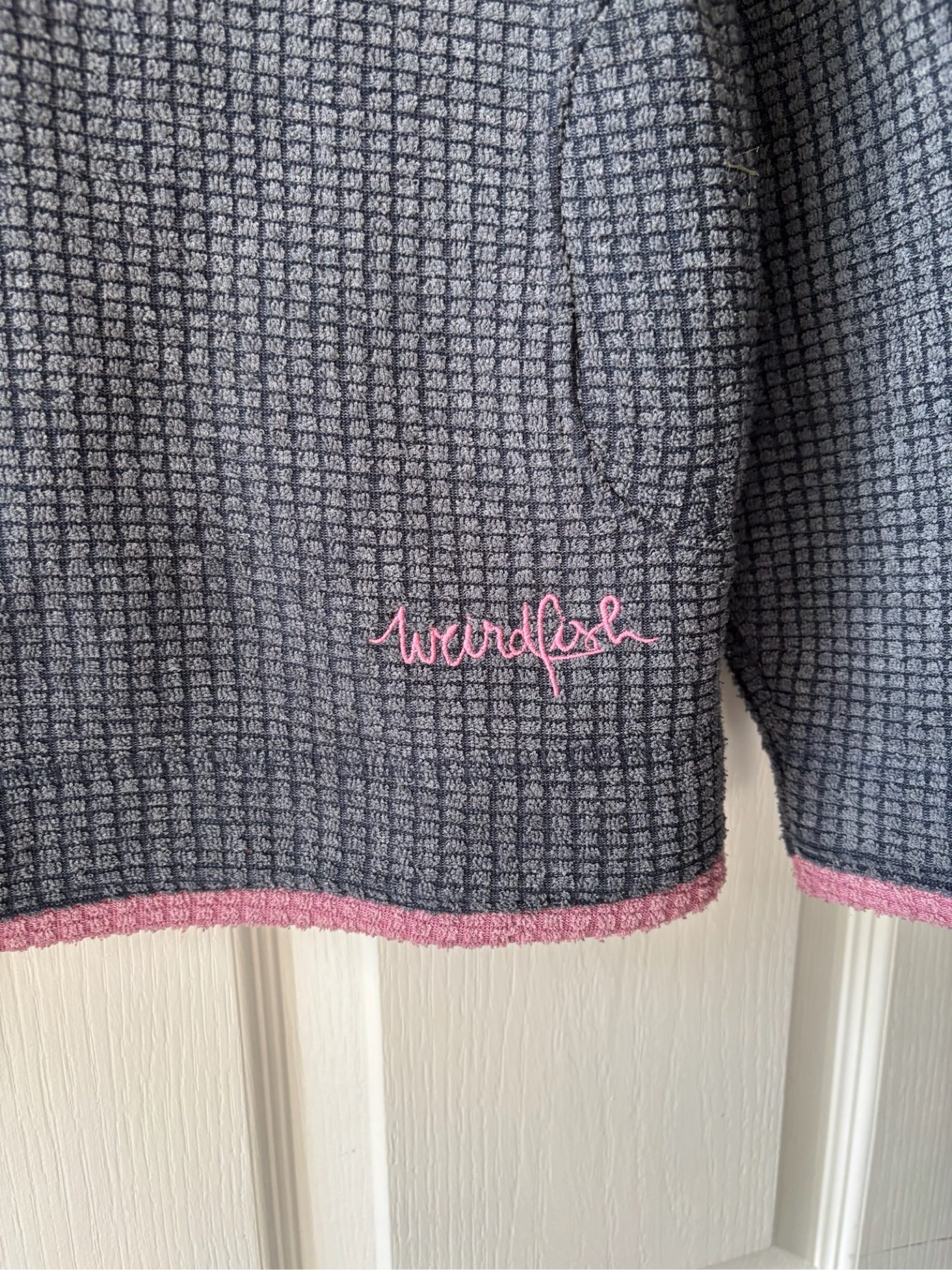 Weird Fish Women's Grey & Pink Half-Zip Fleece Jumper Size 12 image 2