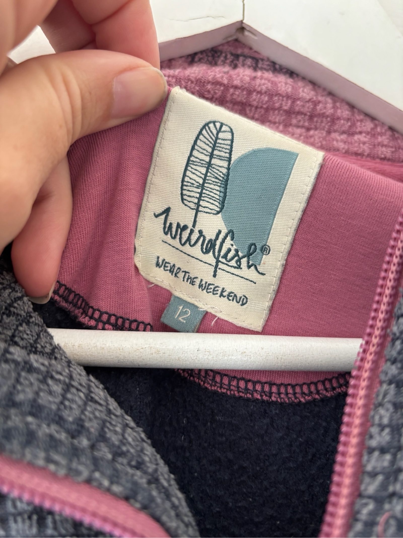 Weird Fish Women's Grey & Pink Half-Zip Fleece Jumper Size 12 image 3
