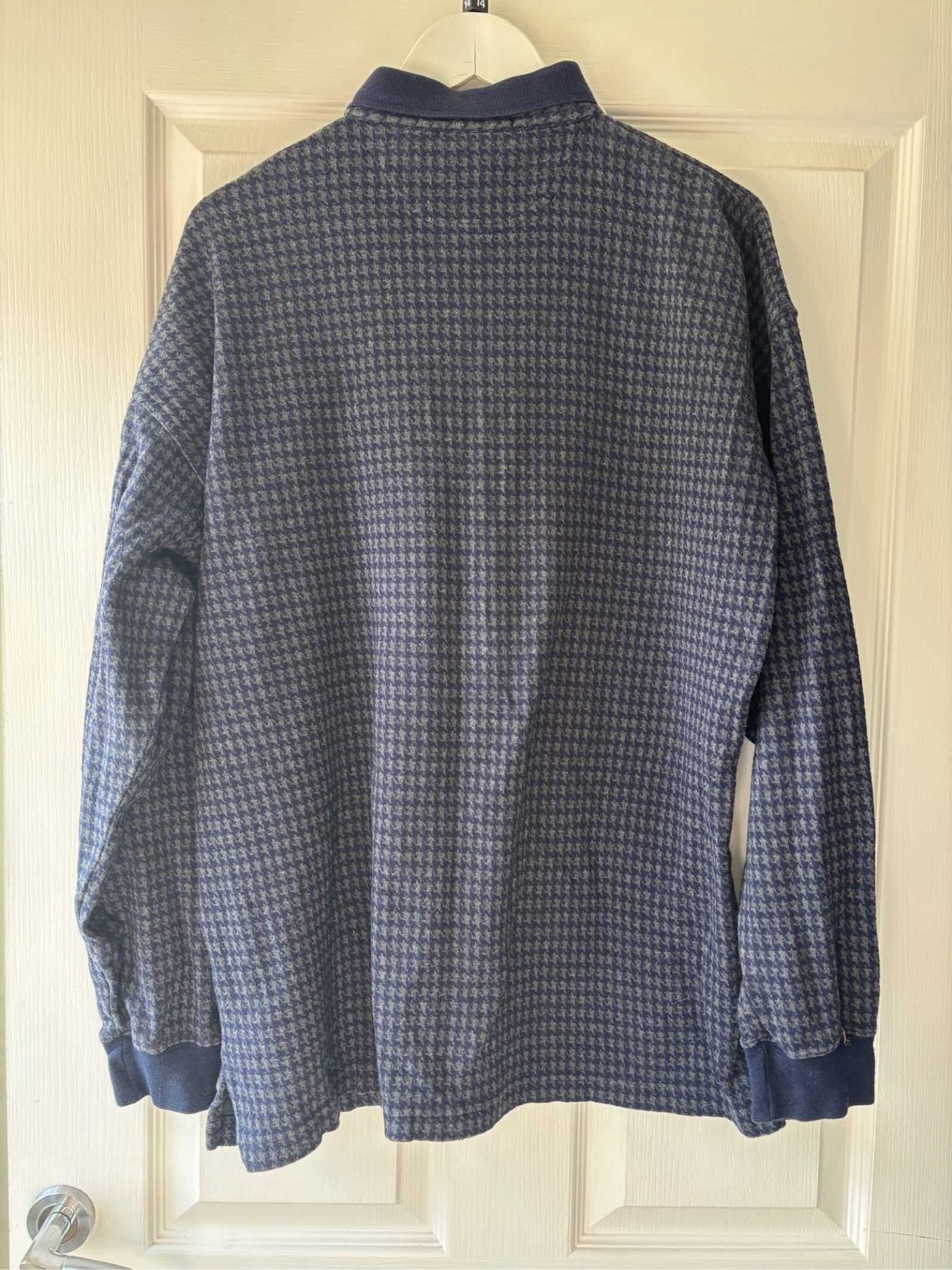 GANT Men's Navy & Grey Houndstooth Polo Shirt Large Cotton image 4