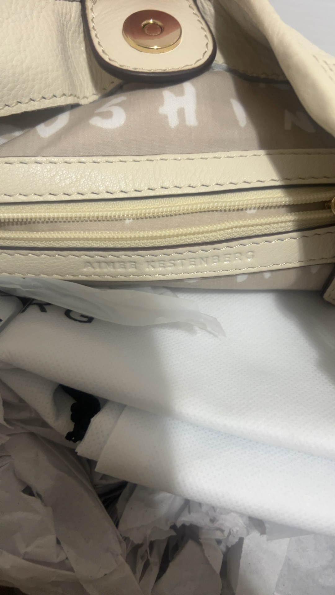 Aimee Kestenberg Ivory Leather Tote Shoulder Bag image 7