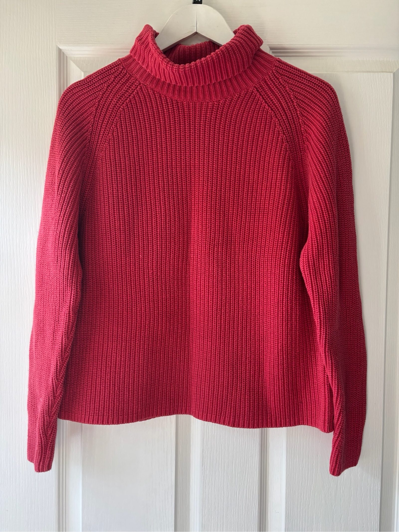 Lands' End Women's Red Ribbed Knit Turtleneck Sweater Medium Petite