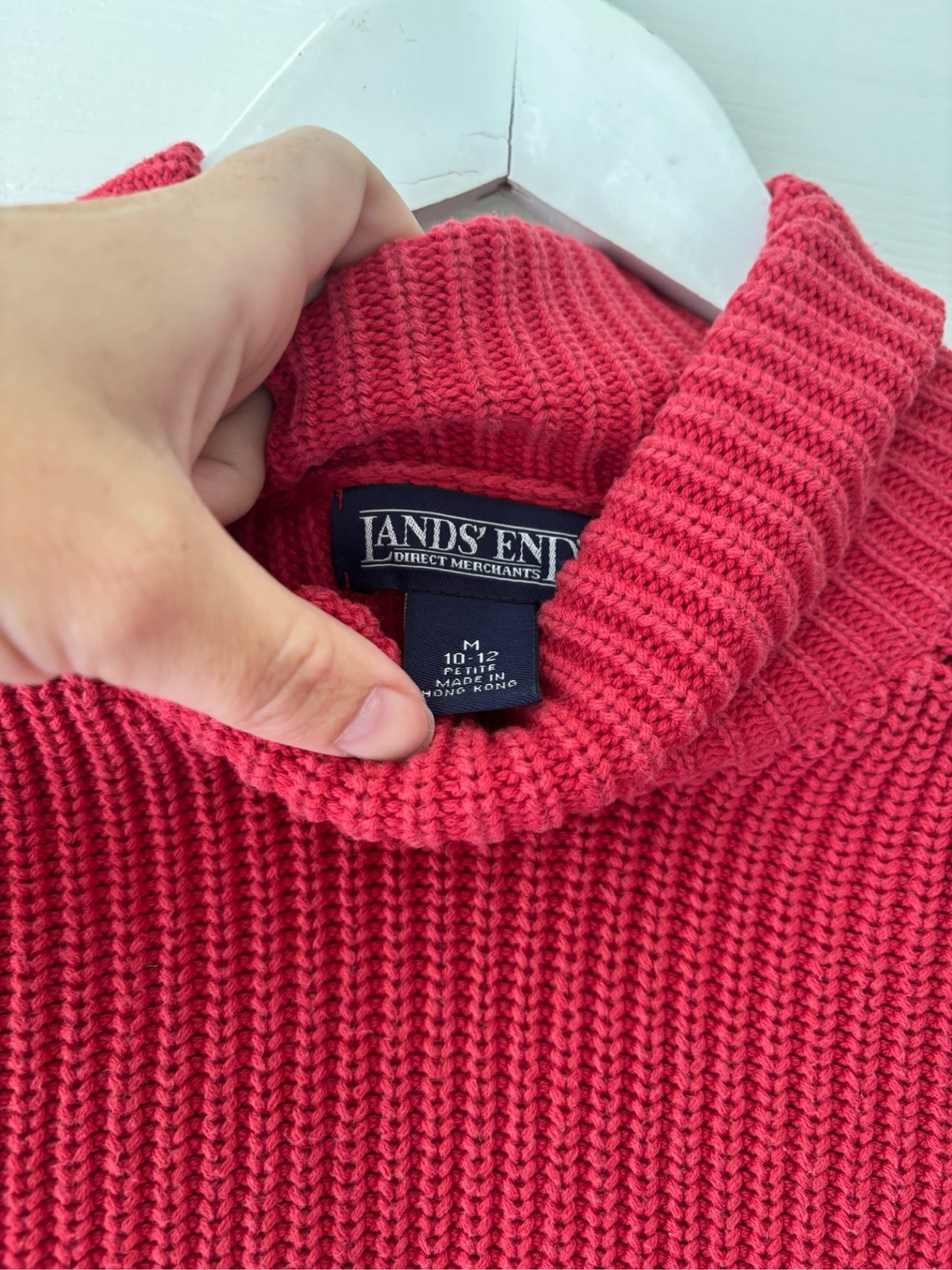 Lands' End Women's Red Ribbed Knit Turtleneck Sweater Medium Petite image 2