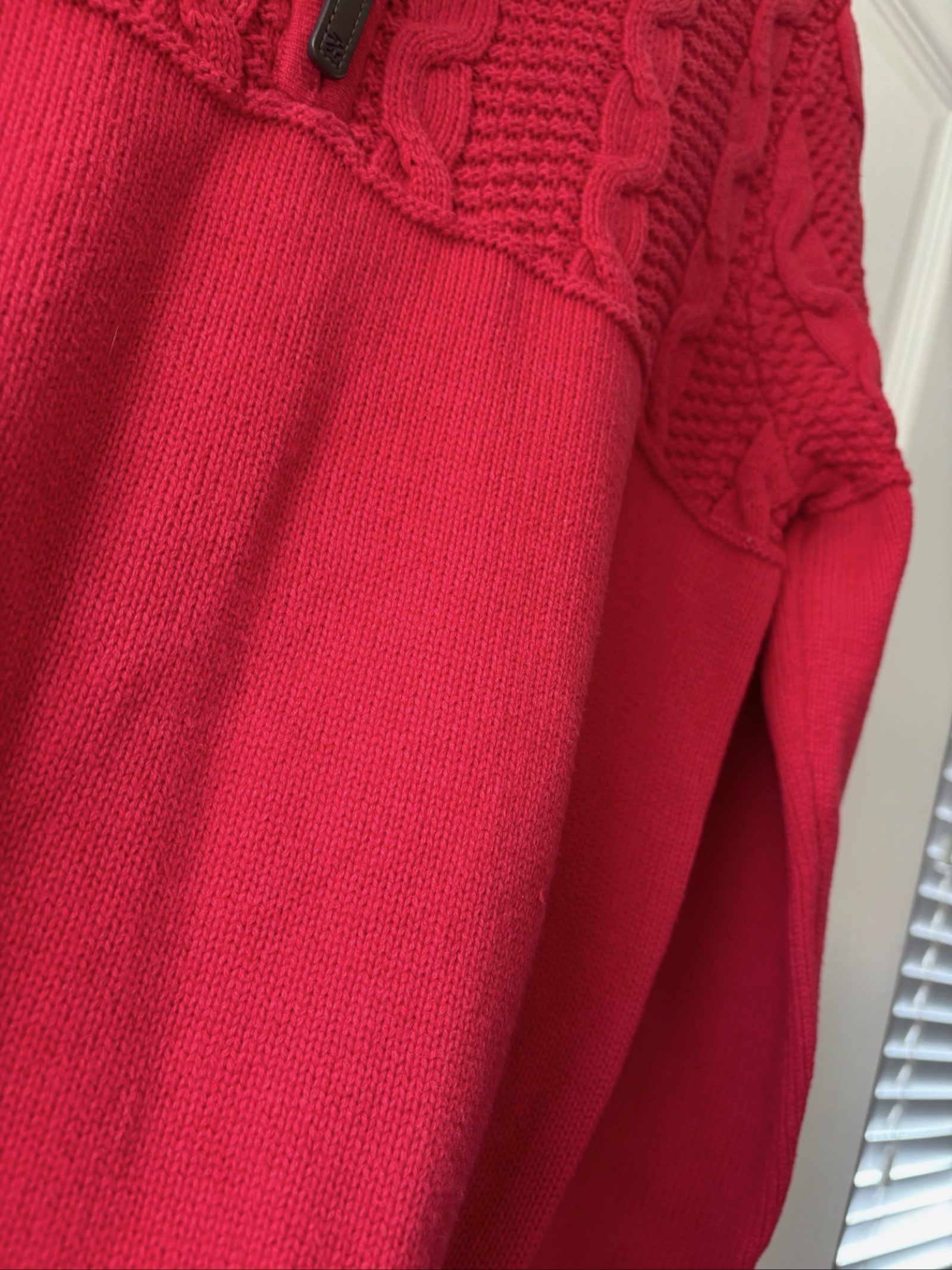 IZOD Men's Red Half-Zip Cotton Cable Knit Sweater Small image 4