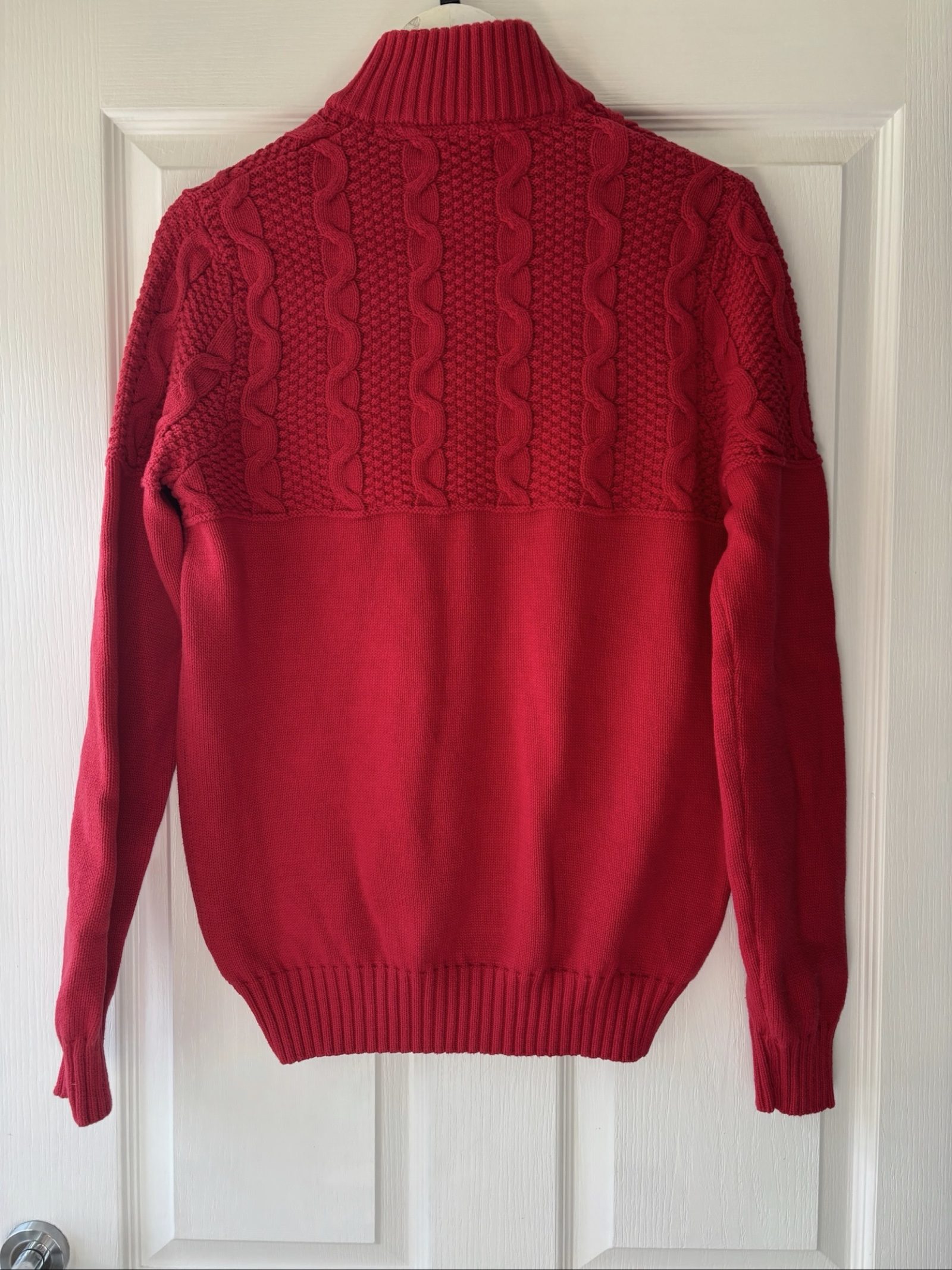 IZOD Men's Red Half-Zip Cotton Cable Knit Sweater Small image 5