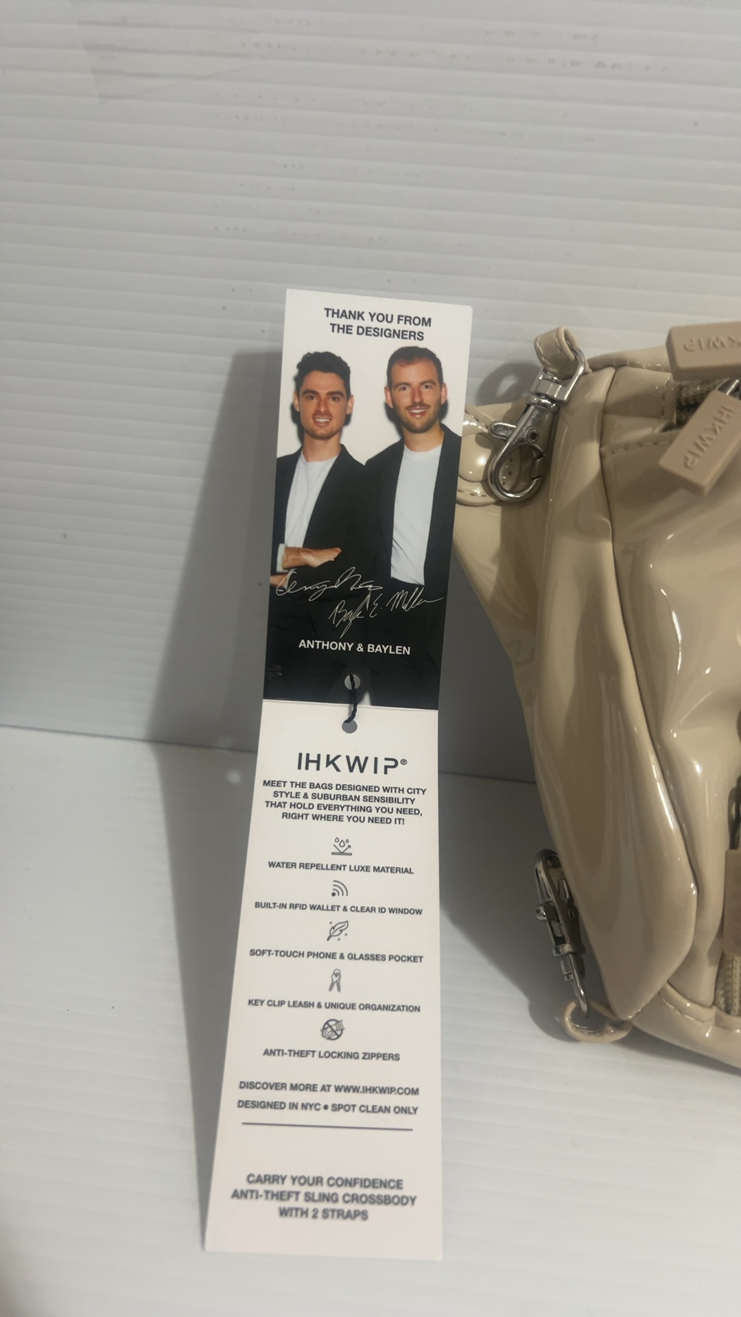 IHKWIP Beige Anti-Theft Sling Crossbody Bag New with 2 Straps image 5