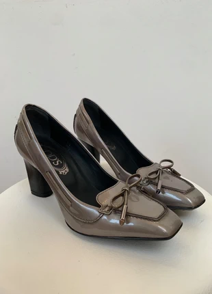 Vintage Tod's Loafer Pumps Lackleder Taupe – Gr. 36