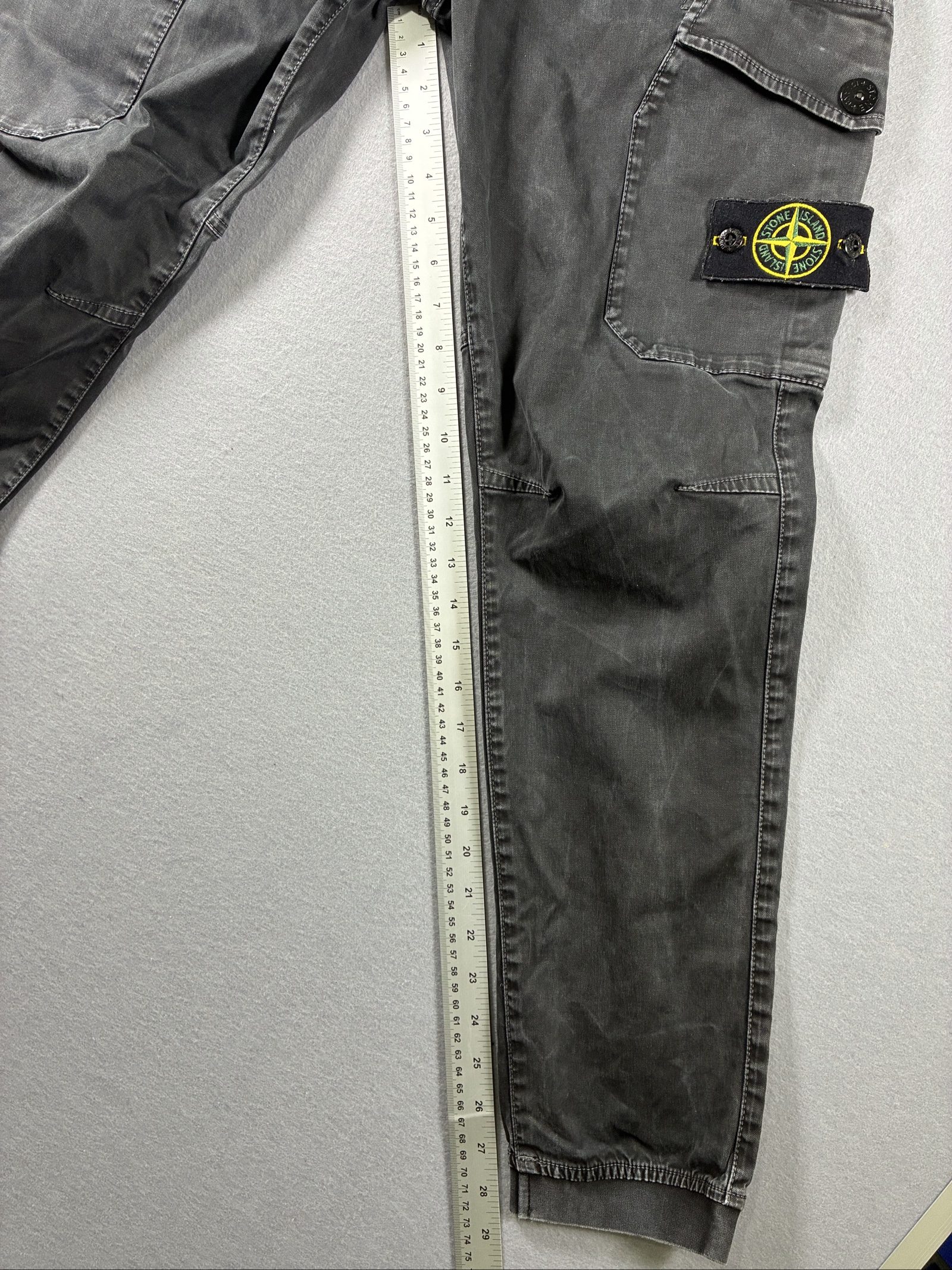 Stone Island Grey Cargo Joggers 30 Elastic Waist Logo Patch image 7