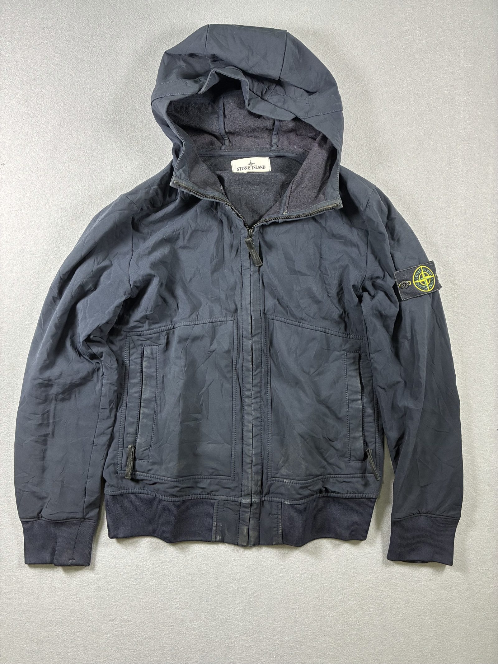 Stone Island Navy Hooded Jacket Medium