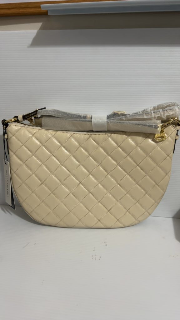 Aimee Kestenberg Beige Quilted Genuine Leather Crossbody Bag