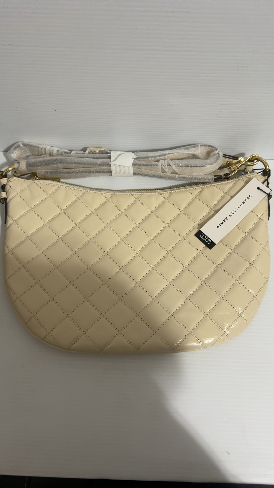 Aimee Kestenberg Beige Quilted Genuine Leather Crossbody Bag image 2