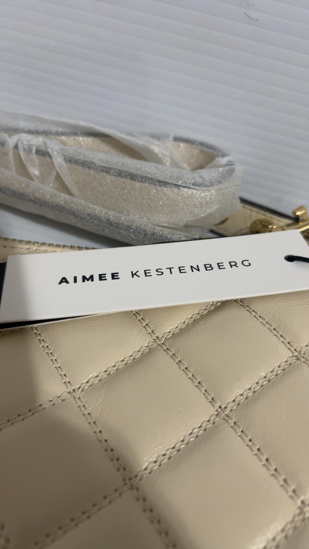 Aimee Kestenberg Beige Quilted Genuine Leather Crossbody Bag image 3