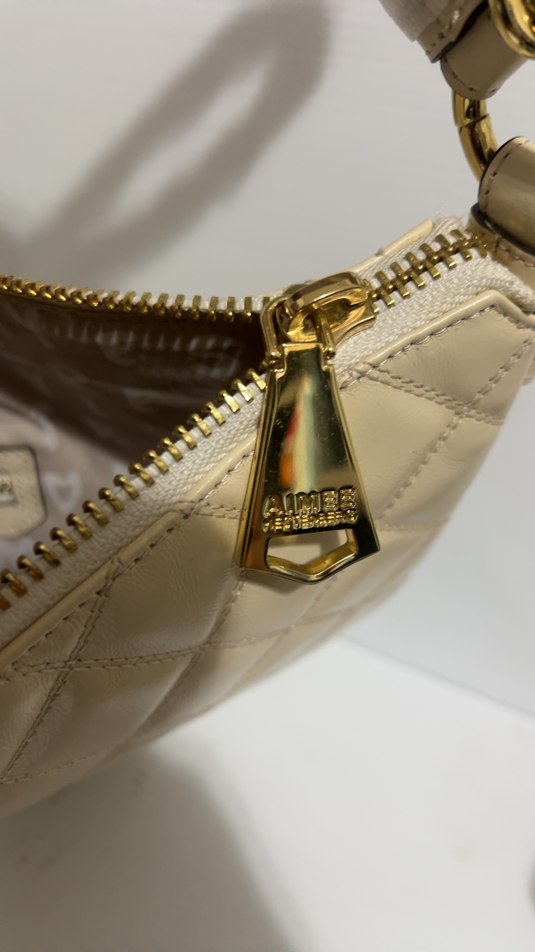 Aimee Kestenberg Beige Quilted Genuine Leather Crossbody Bag image 5