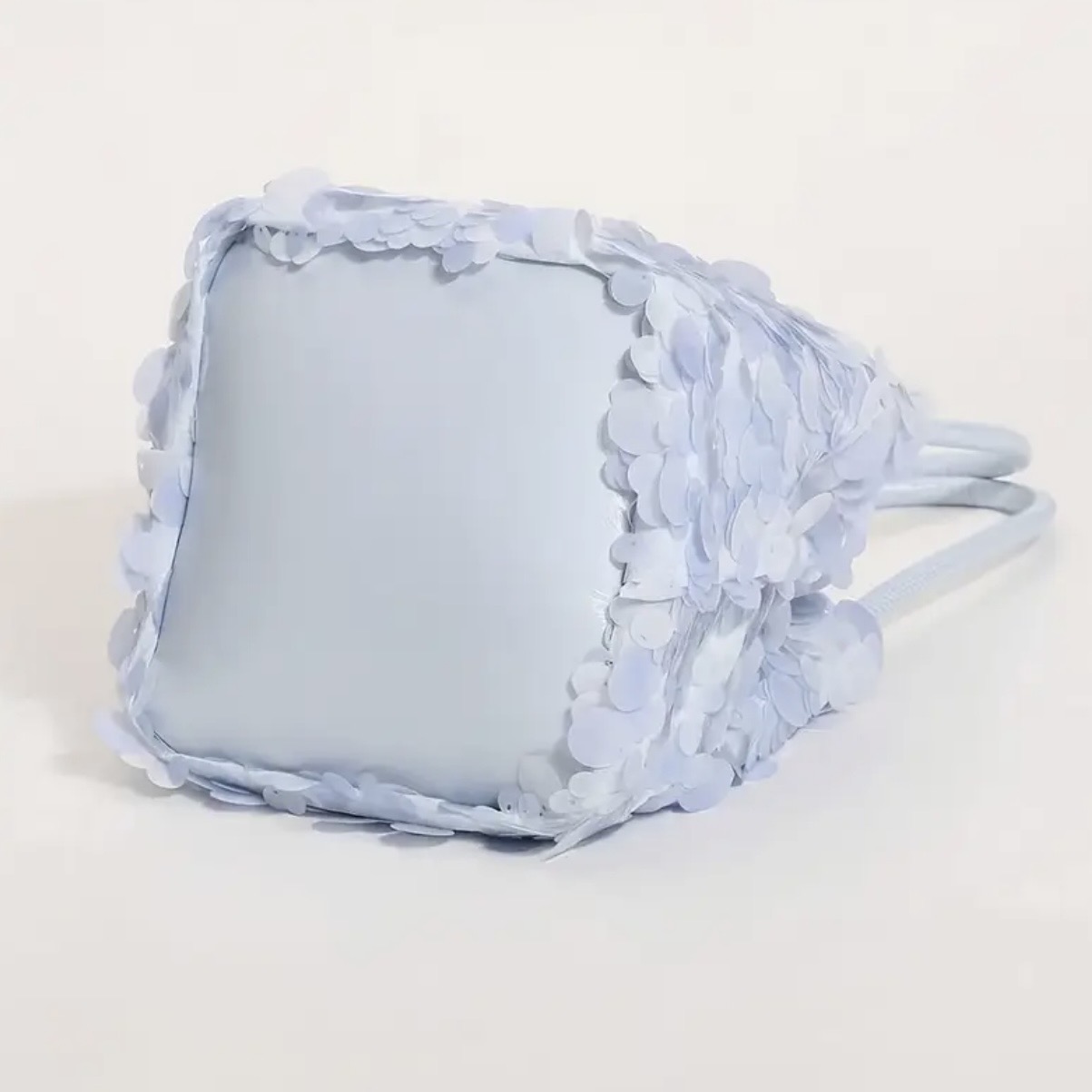 Coastal Summer Sequin Structured Shoulder Bag Light Blue Luxe Statement Cocktail Party image 5