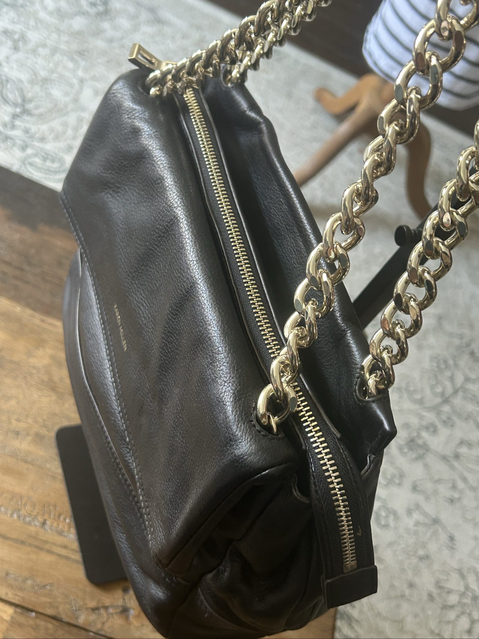 Karen Millen Black Leather Chain Strap Shoulder Bag image 5