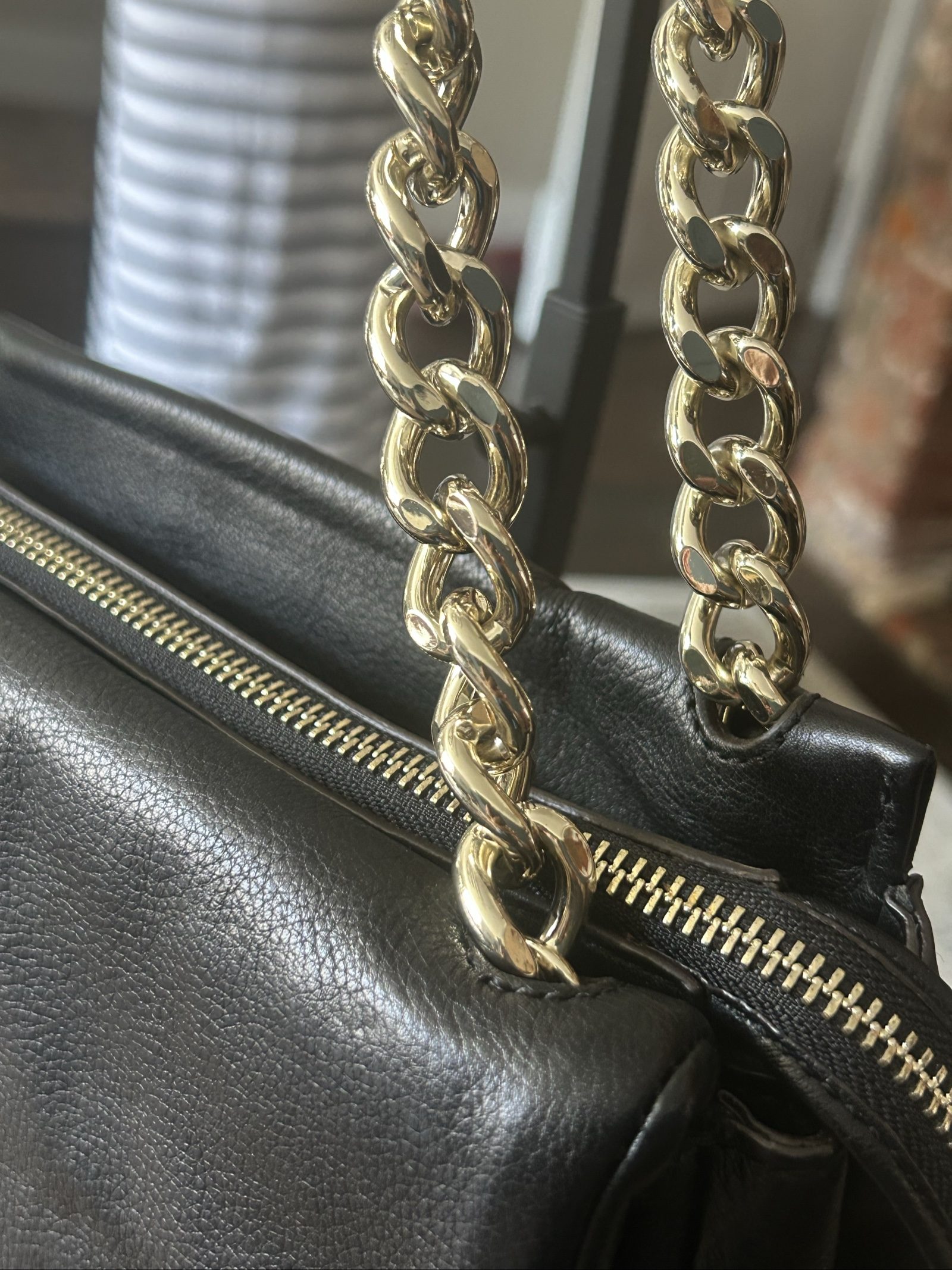 Karen Millen Black Leather Chain Strap Shoulder Bag image 6