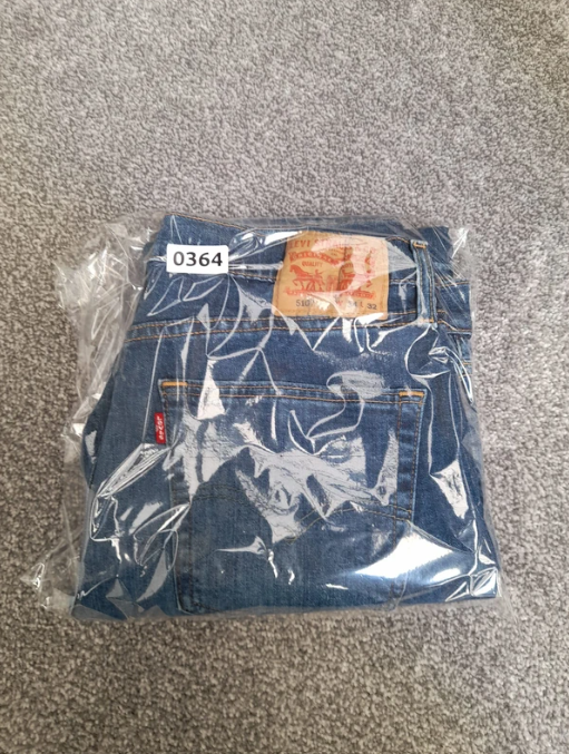 Levi's Blue Denim Jeans Waist Straight Leg Red Tab 34" image 3