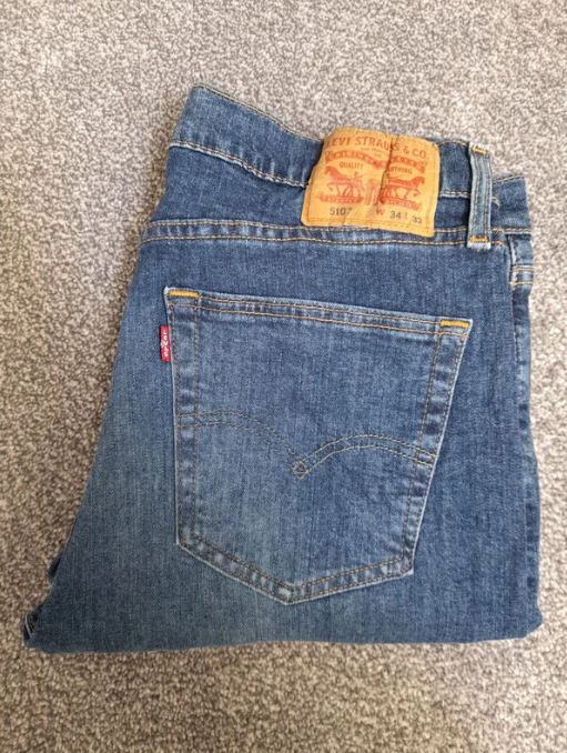 Levi's Blue Denim Jeans Waist Straight Leg Red Tab 34" image 4