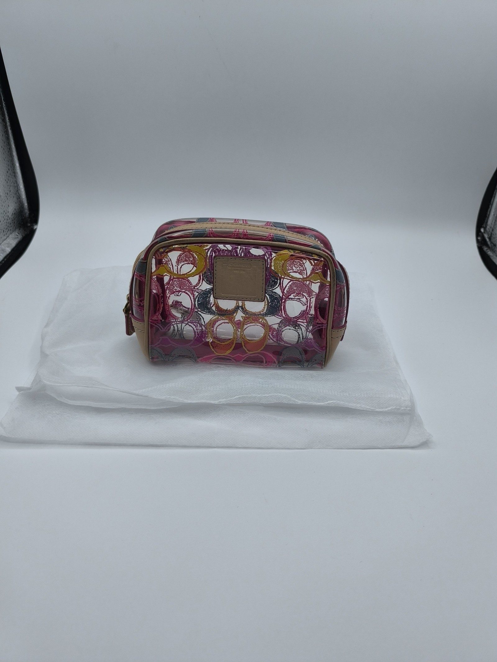 Coach Multi Clear & Pink PVC Cosmetic Bag Small