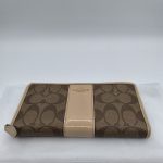 Coach Brown & Beige Logo Zip Wallet purse