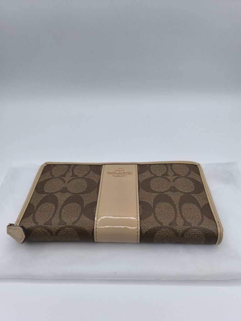 Coach Brown & Beige Logo Zip Wallet purse