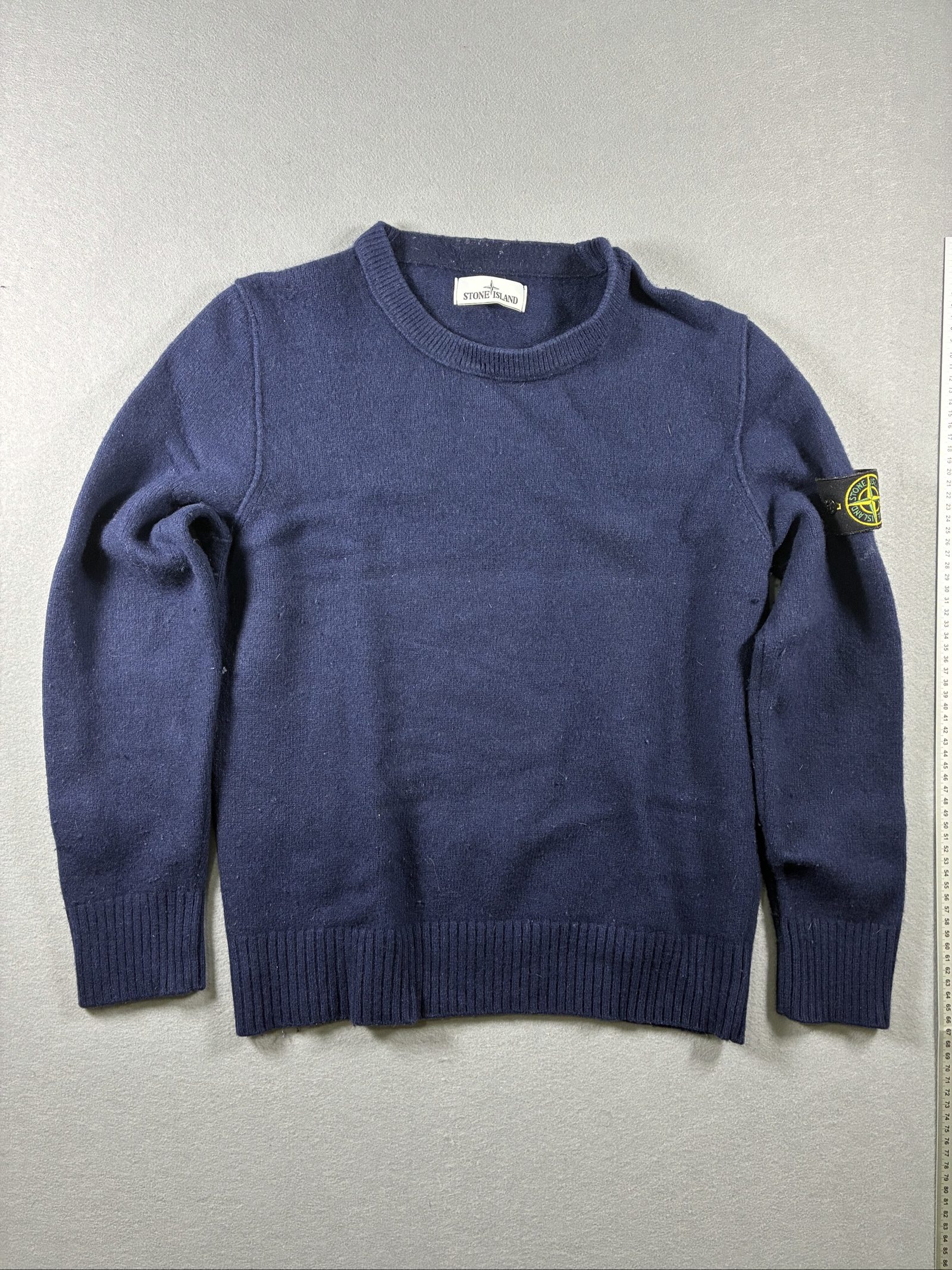 Stone Island Navy Wool Crewneck Sweater Medium