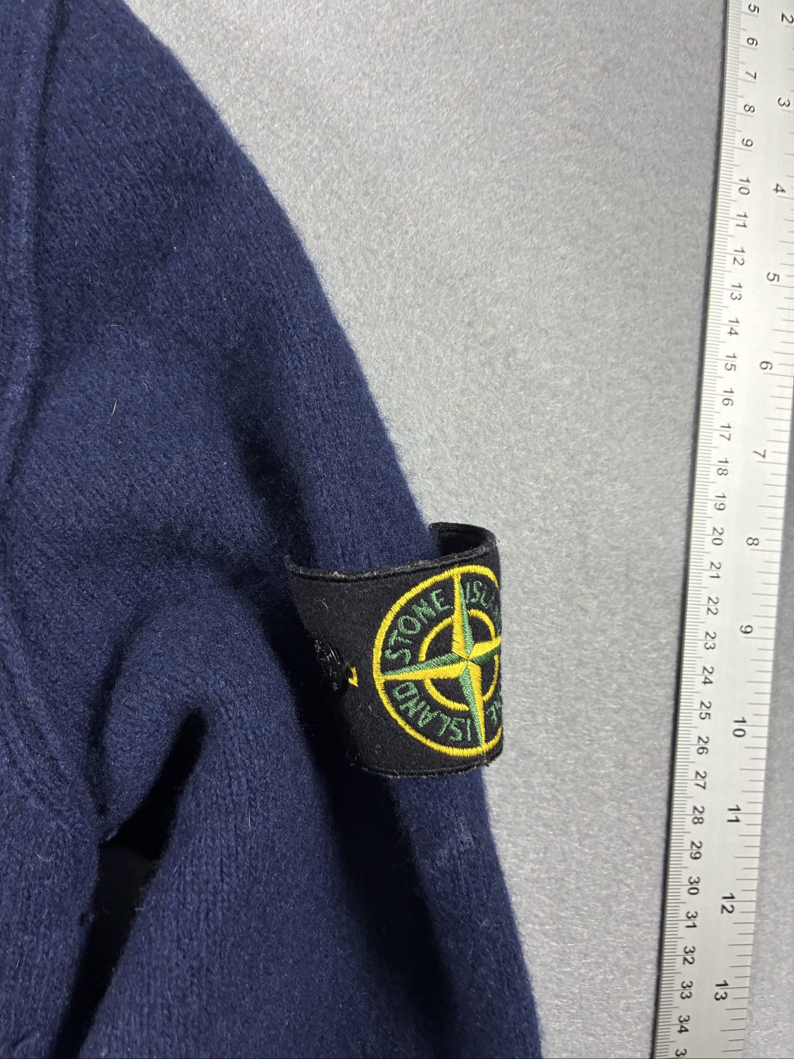 Stone Island Navy Wool Crewneck Sweater Medium image 3