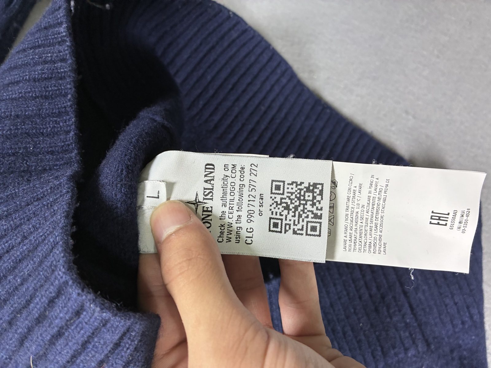 Stone Island Navy Wool Crewneck Sweater Medium image 4