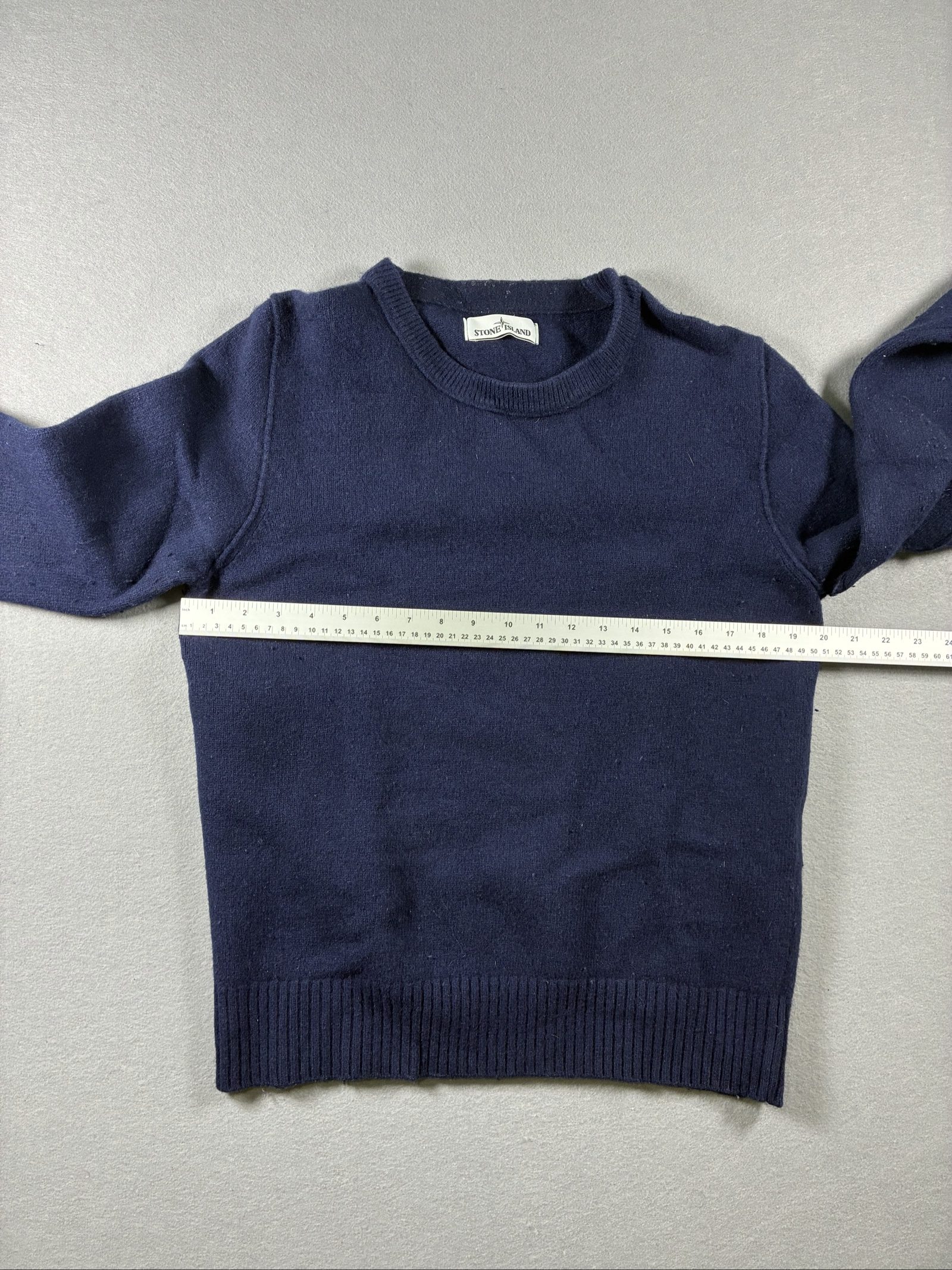 Stone Island Navy Wool Crewneck Sweater Medium image 6