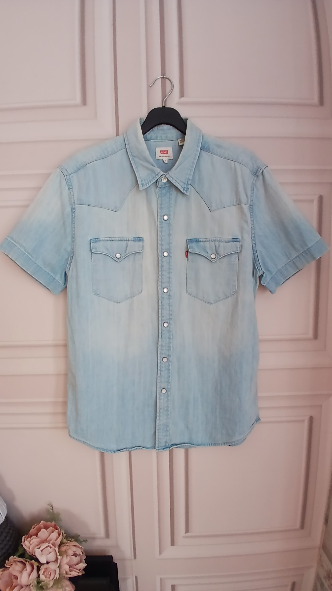 Levi's Men's Light Blue Denim Short Sleeve Vintage Shirt Medium