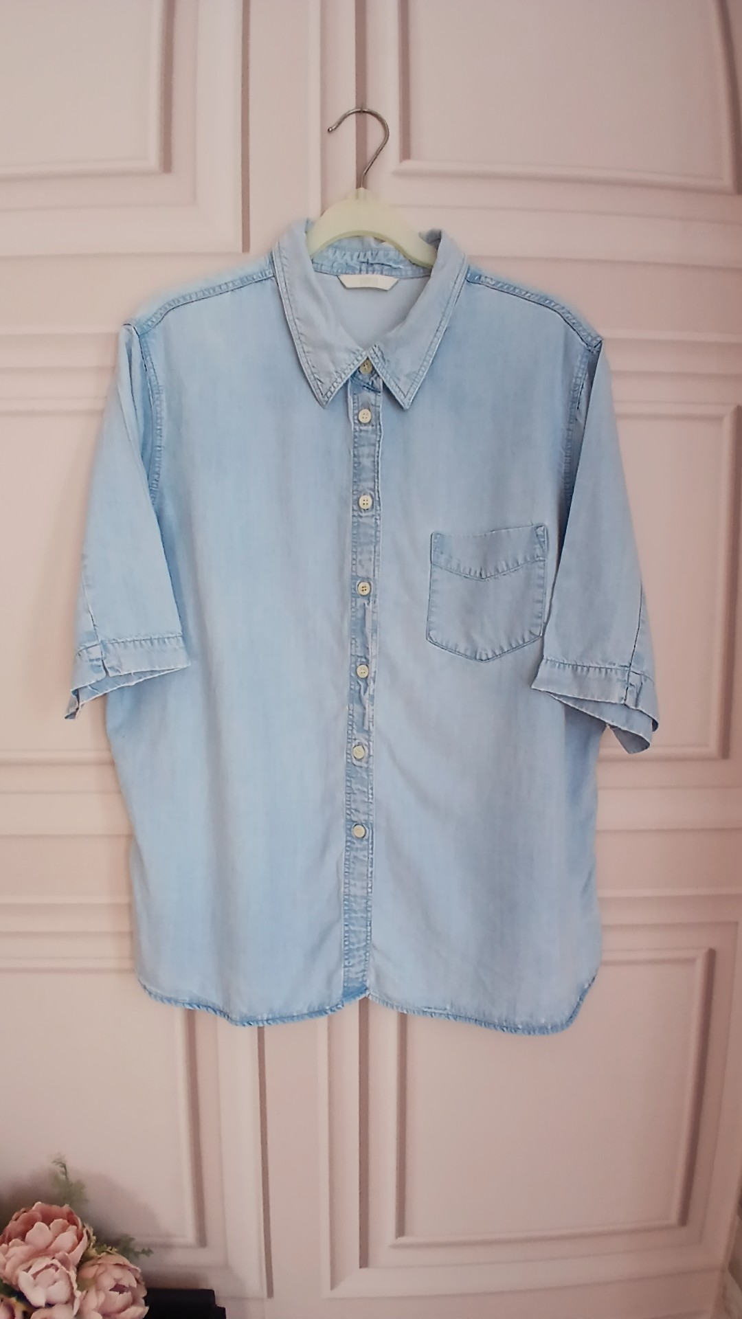 Marks & Spencer Women's Light Blue Chambray Shirt UK 18