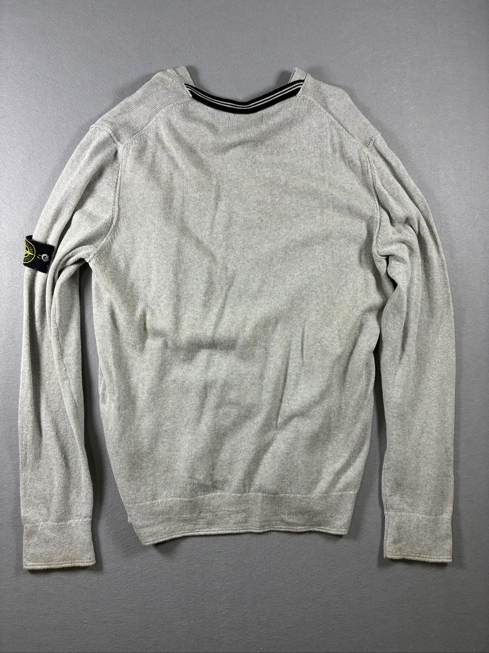 Stone Island Grey V-Neck Cotton Sweater XXL image 6