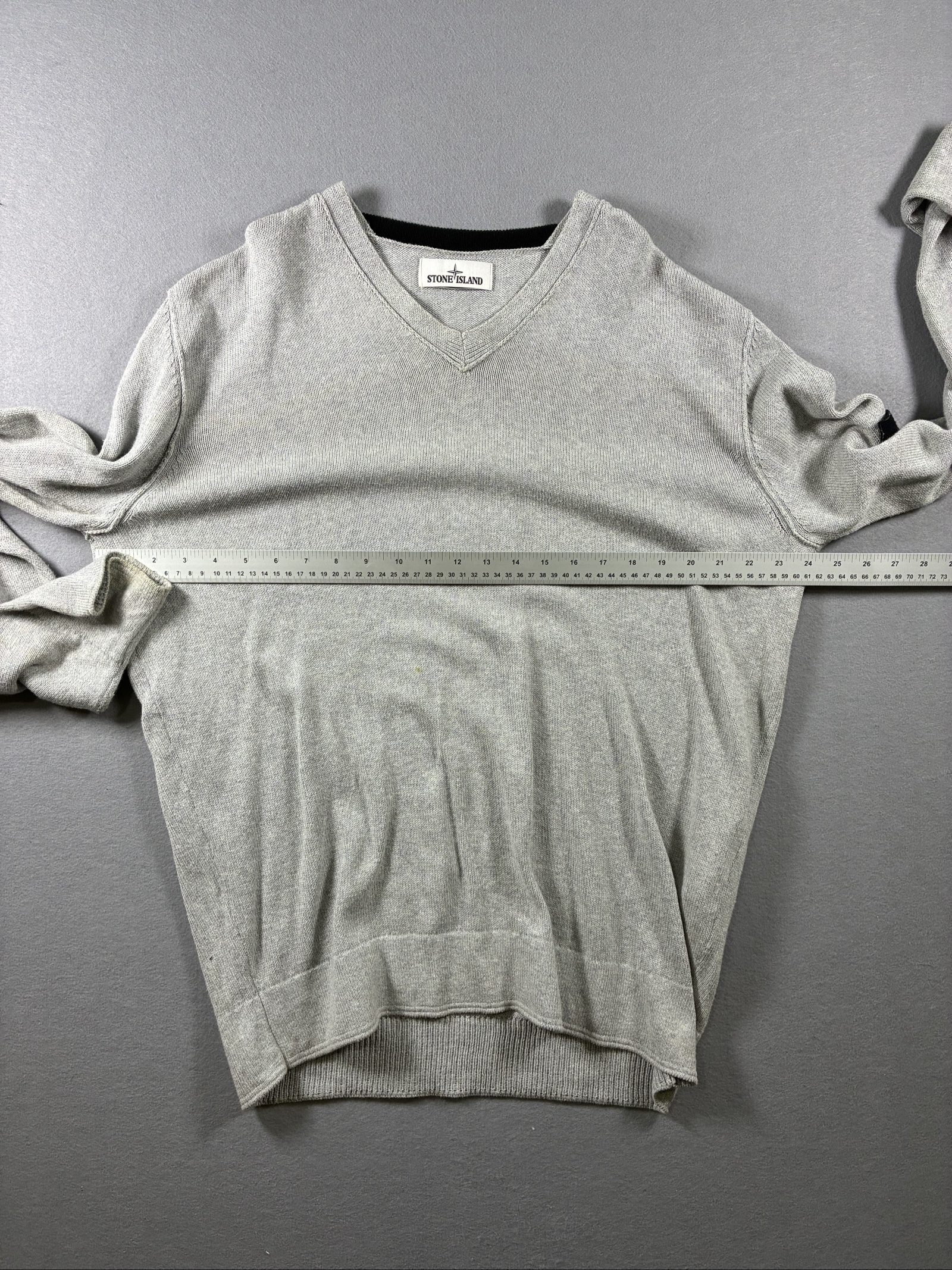 Stone Island Grey V-Neck Cotton Sweater XXL image 10