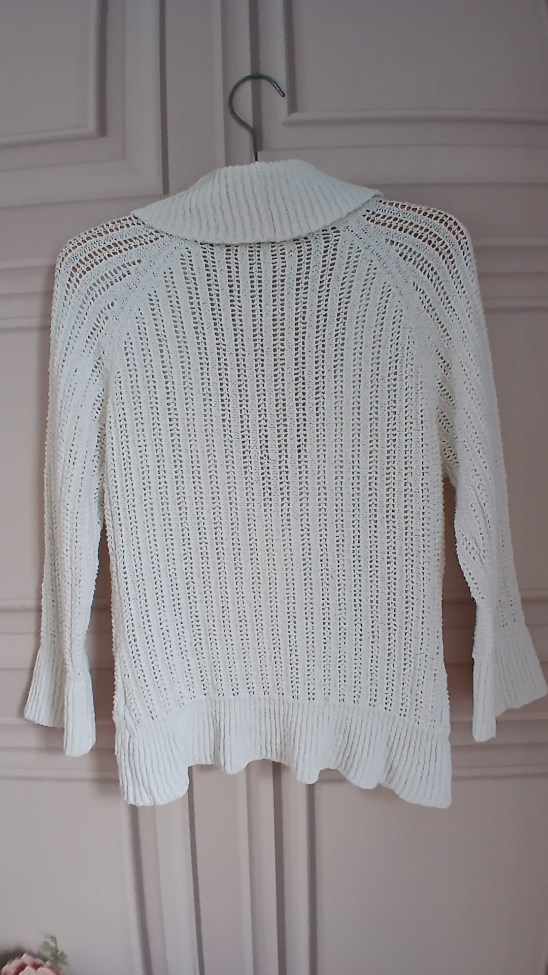 Marks & Spencer White Cotton Knit Cardigan UK 12 Wooden button image 4