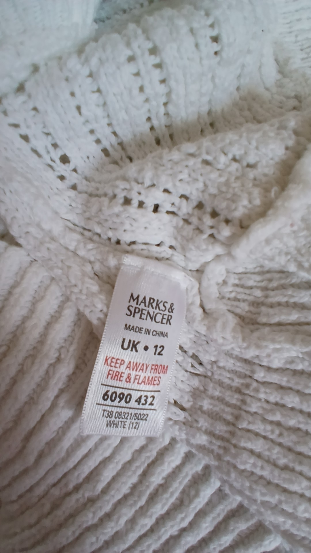 Marks & Spencer White Cotton Knit Cardigan UK 12 Wooden button image 5